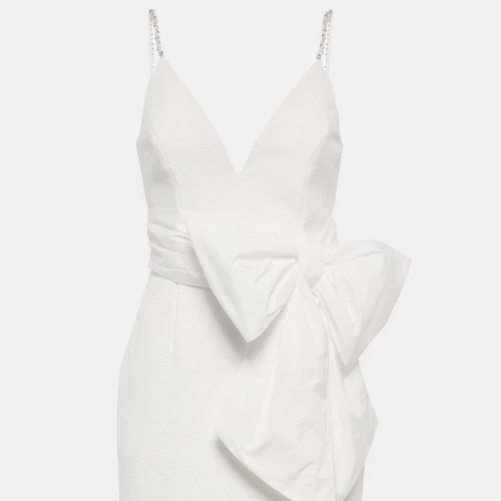 Bridal Genevieve bow-trimmed crêpe midi dress
